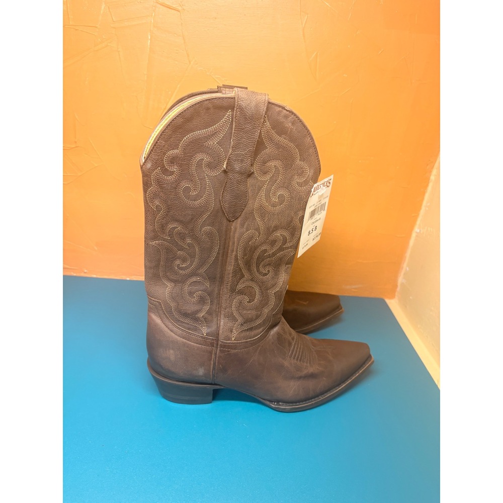 Cavenders Womens 8.5B Burnished Goat Leather Snip Toe Western Cowboy Boots